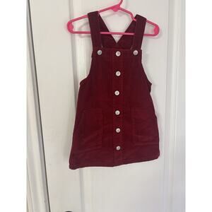Wonder Nation Red Corduroy Overall Dress 2T Button Pockets Baby 100% Cotton NWT